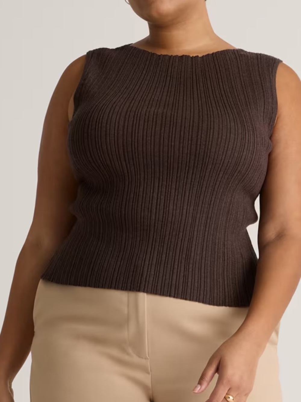 •Quince• brown ribbed tank top